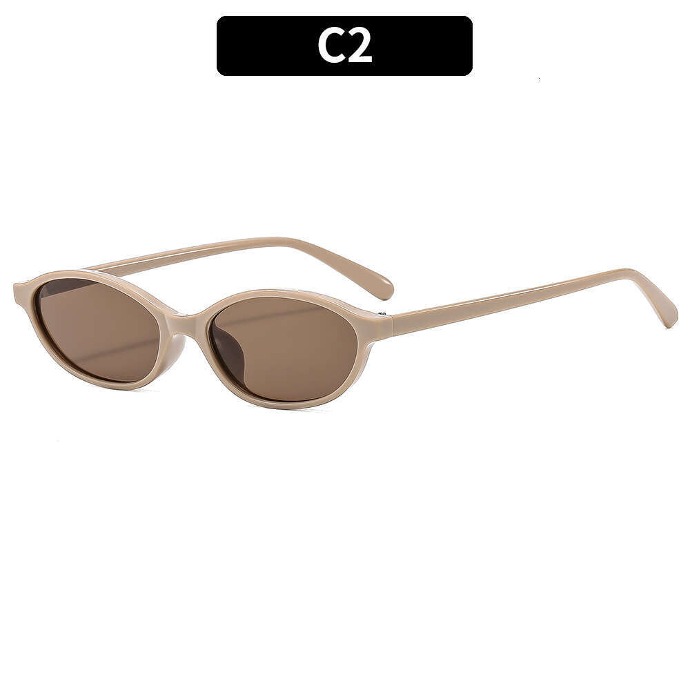 Vintage Personality Small Frame Oval Artistic Style European and American Ins Cross-Border Trend Sun Protection Sunglasses