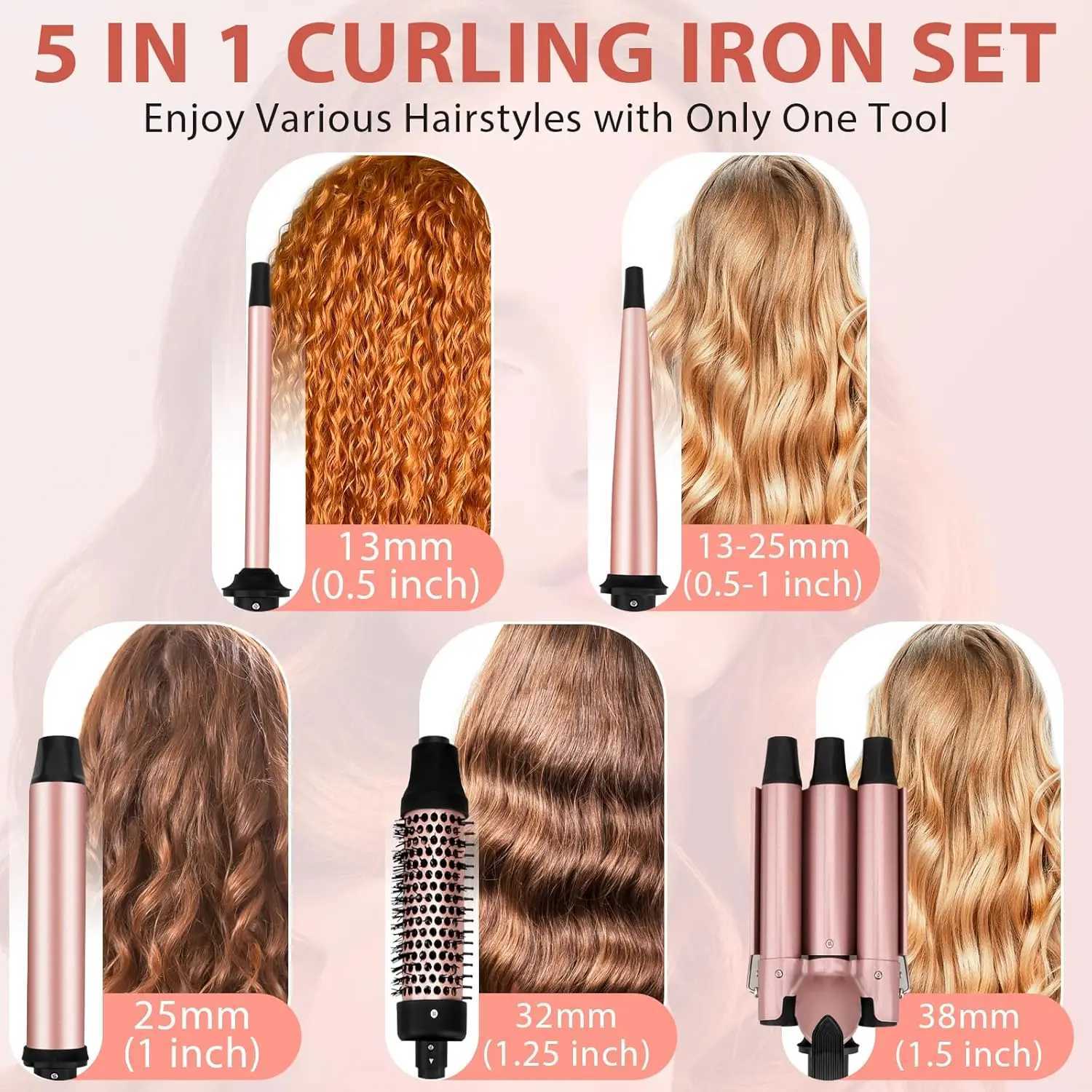 15 Inch Thermal B for Blowout Look Heated Round Hair Straightening Curling With 2 Temp Settings C251202