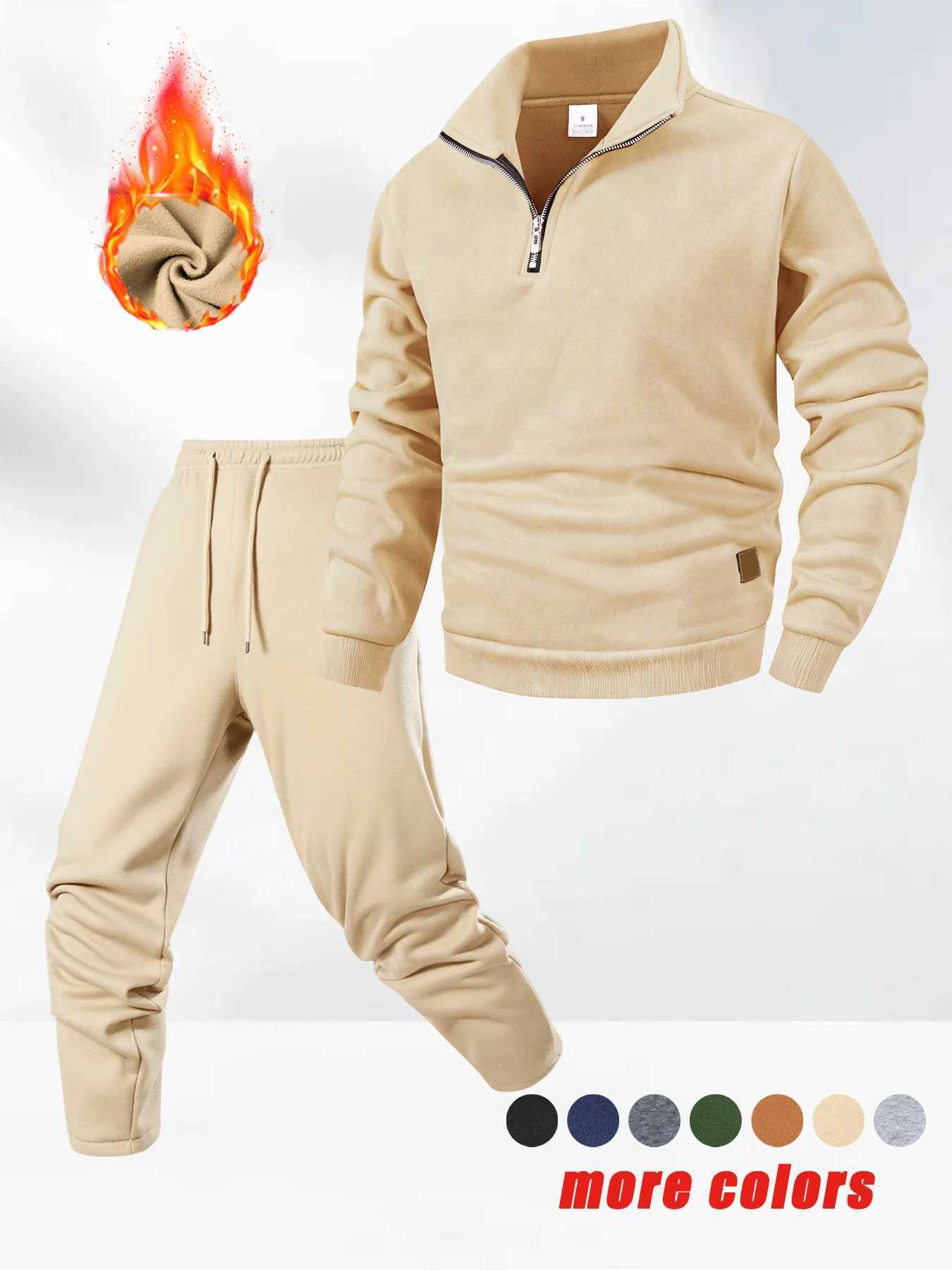 Mens TracksuitsSweatpants Two Pieces Suits 2025 Zipper Stand Collar Sweatshirt Daily Casual Fitness Jogging Sports Pants Sets W251202