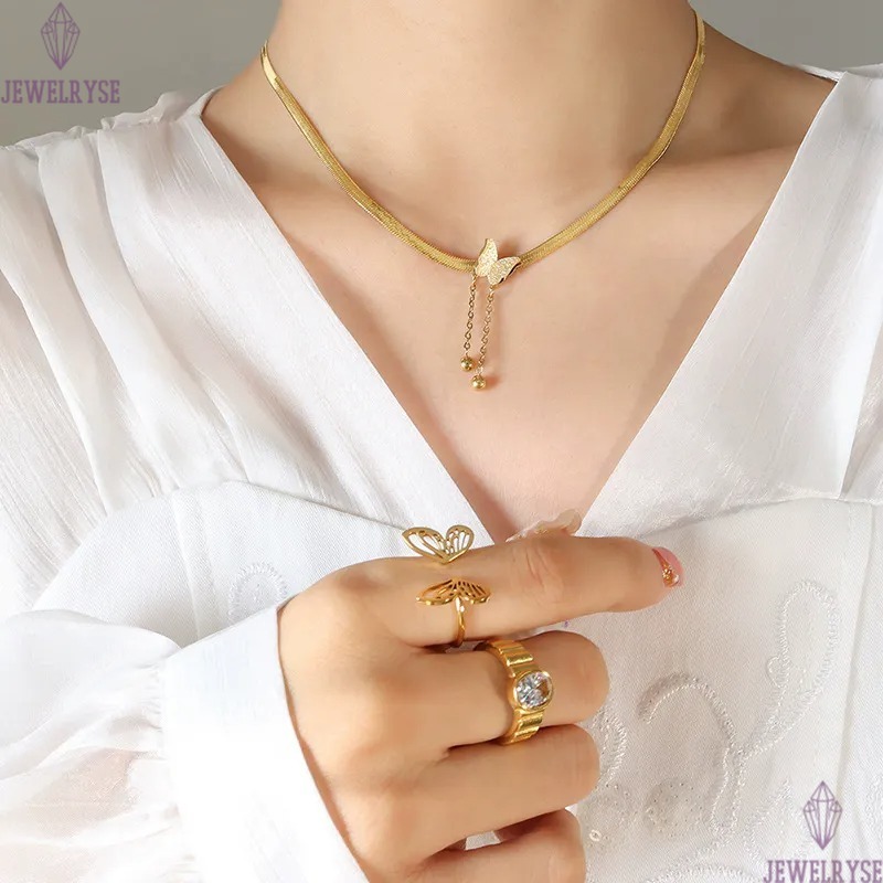 top 18k gold butterfly stainless steel designer necklace for woman party home pendant luxury necklaces school silver choker women jewelry travel birth