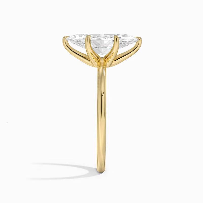 05ct 1ct 2ct Marquise Cut Solitaire Ring IGI Lab Growm Diamond 14K Solid Gold 6 Prong Setting Rings with Lab CVD HPHT Diamond