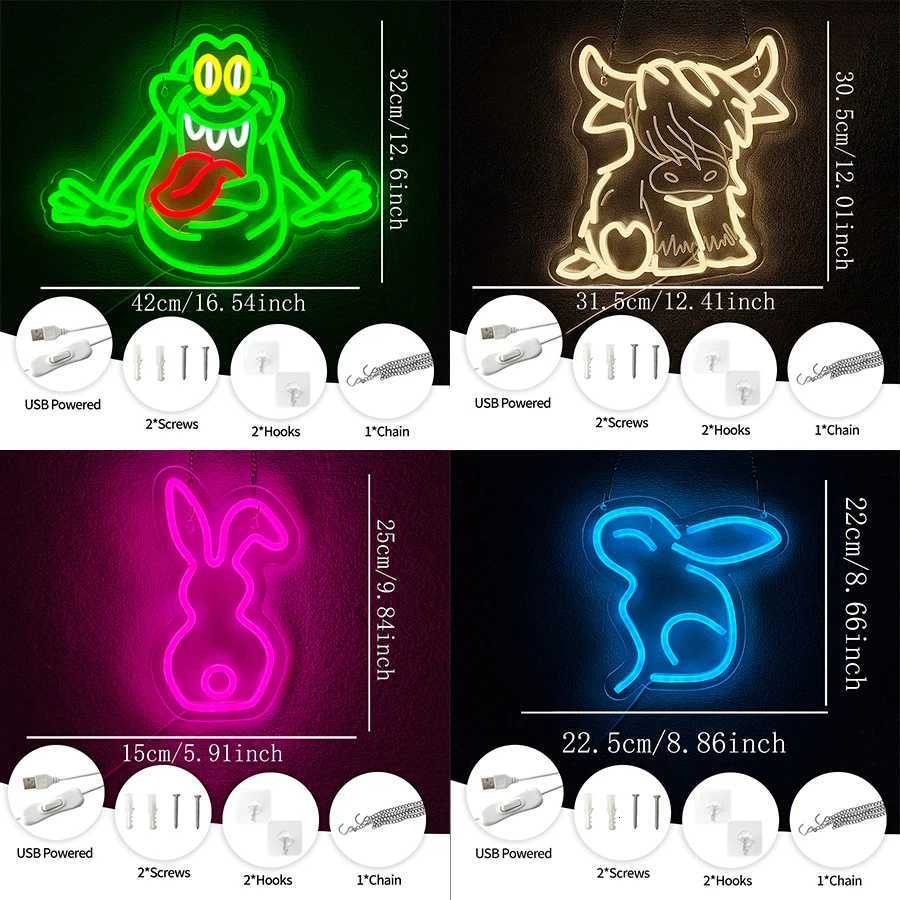 Neon Sign With Animal Theme Led Animal Lamp For Wall Decor Usb Powered Wall Lamp For Bedroom Club Office And Game Room H251201