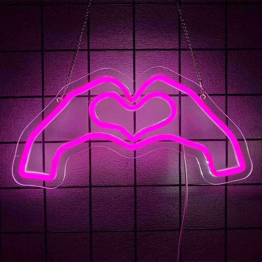 Gesture Led Neon Sign Pink Gesture Icon Used For Bedroom Home Bar Girls Room Nail Salon Beauty Salon Party Decor Gifts H251201