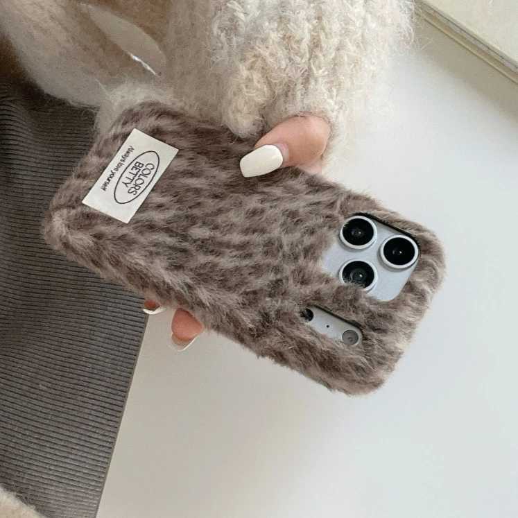 17 ProMax Fashion Leopard Print Plush Phone Case for iPhone 13 14 15 16 Pro Max 17 Pro INS Winter Embroidered Shockproof Cover J251202