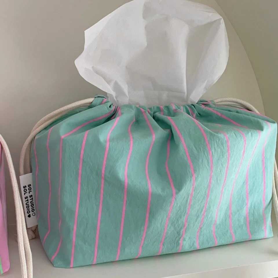 Ins Striped Tissue Box Korean Style Paper Box Dormitory Wens He Living Ro Car Paper Dispenser Decor Desktop Tissue Box H251201