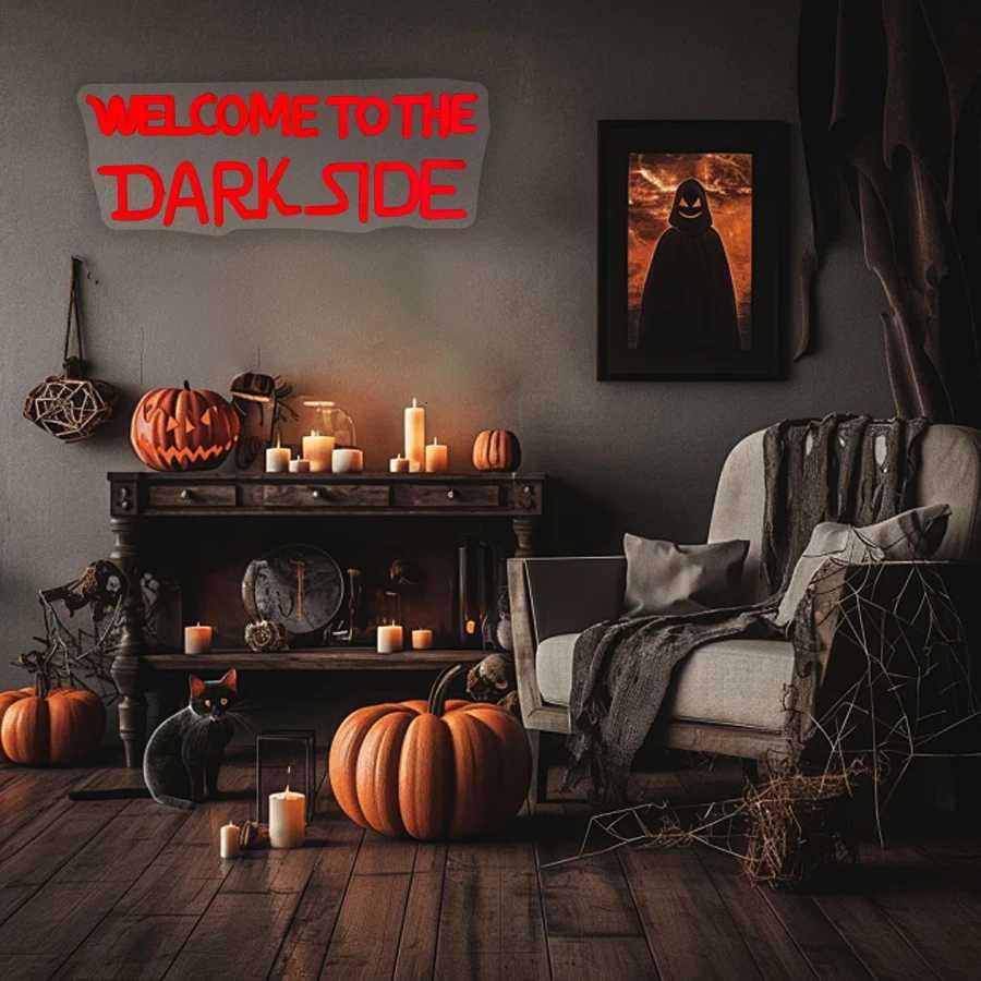Welcome To The Dark Side Neon Sign Letter Lamp Icon Usb Powered Used For Bedroom Game Room Haunted House Halloween Decor H251201