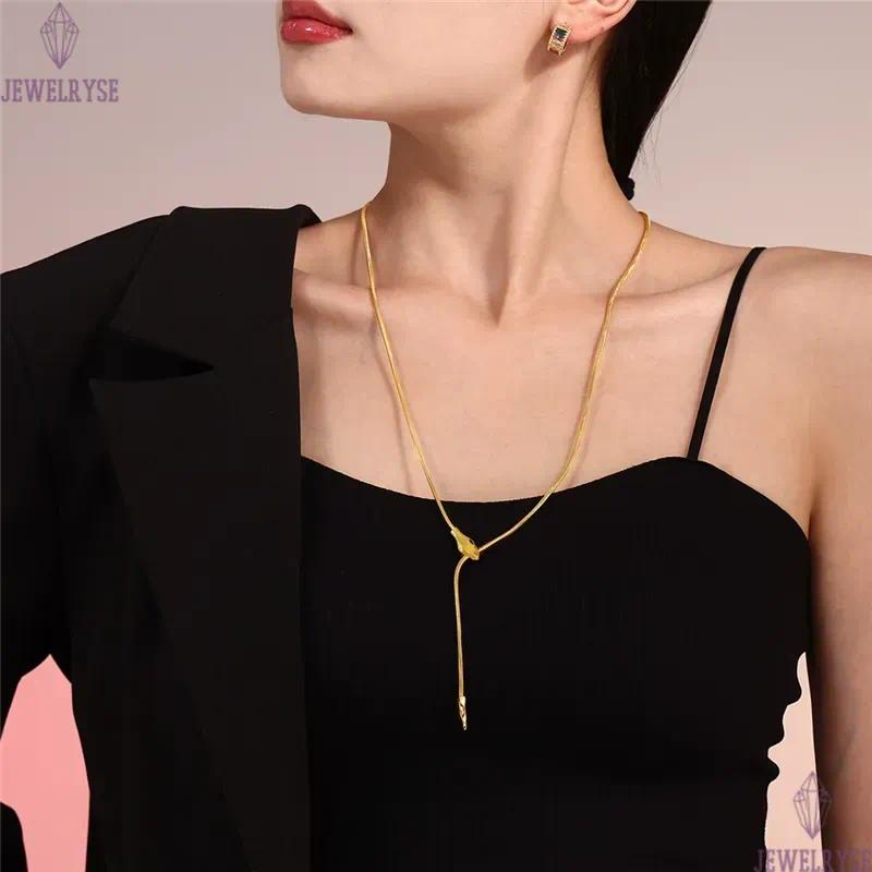punk snake necklace designer for woman 18k gold chain stainless steel fashion pendant necklaces school daily outfit women hiphop jewelry friend family