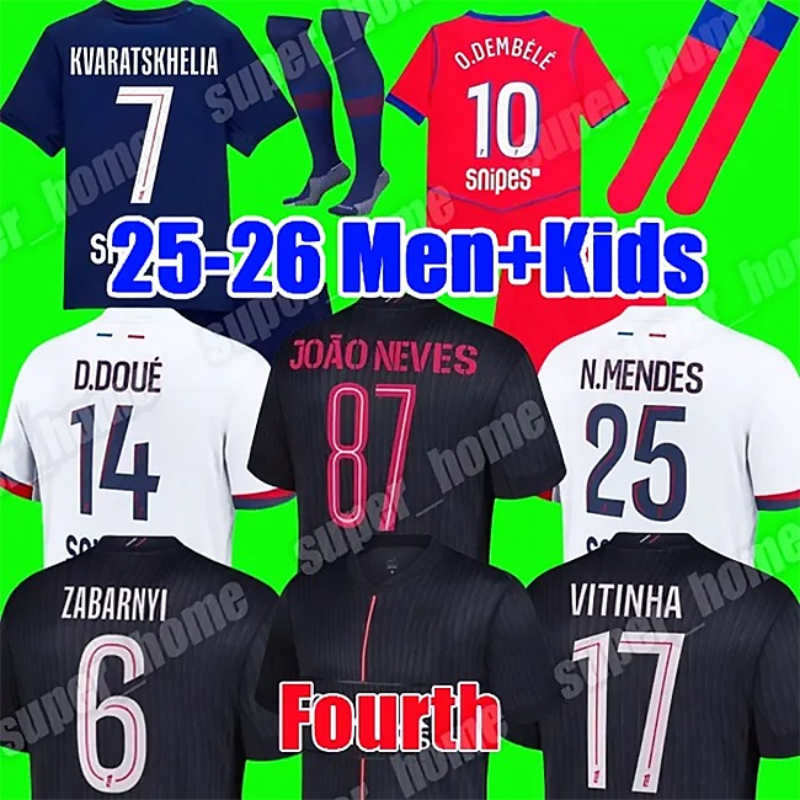 psges jersey 25 26 Ousmane Dembele jersey Khvicha Kvaratskhelia Football Shirt GonCalo Ramos Gianluigi Donnarumma kit Soccer Jerseys kids paris st germain jersey