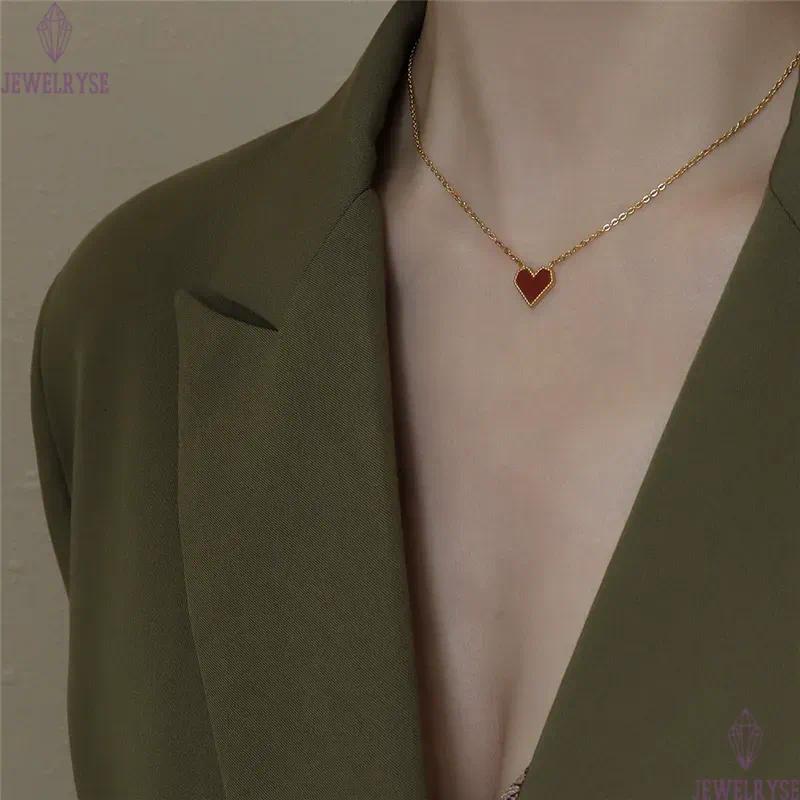 stainless steel red heart designer necklace for woman party home 18k gold pendant luxury necklaces school silver choker jewelry travel birthday friend