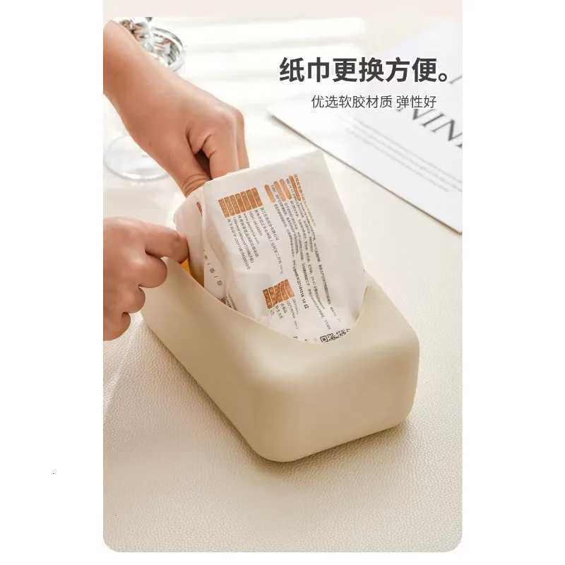 Light Luxury Tissue Box Soft Waterproof Tissue Box Cover Silicone Reusable Wet Wipe Box Holder Bathro Kitchen Paper Holder H251201