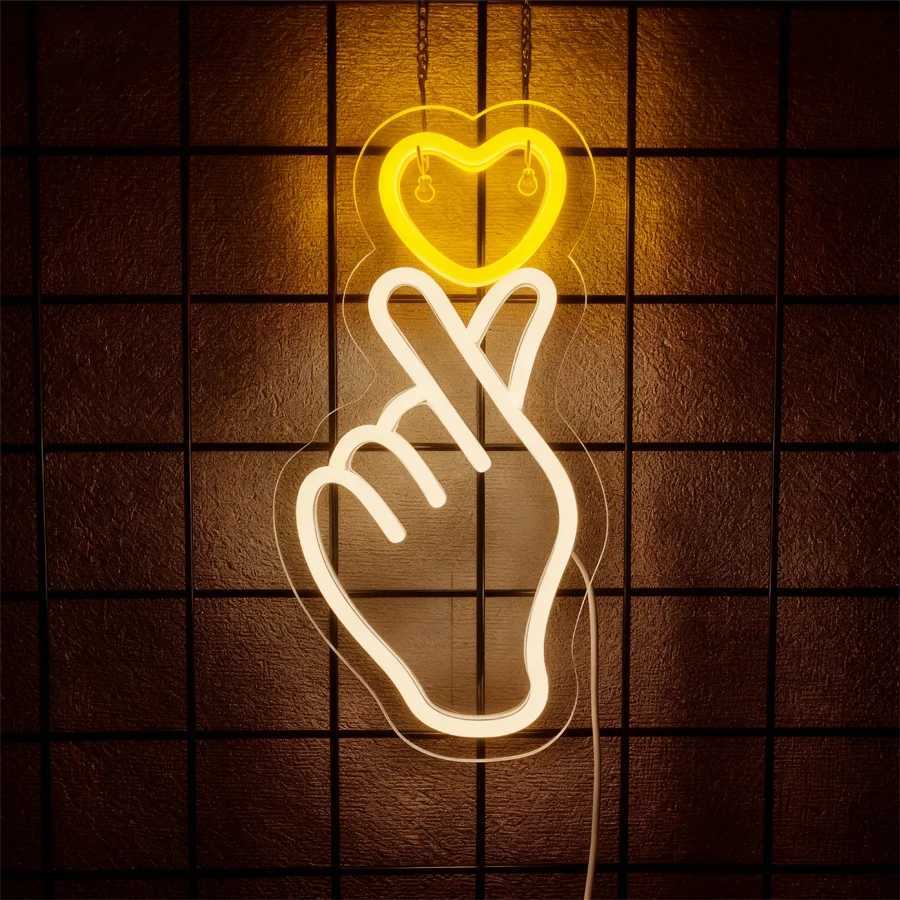Finger Led Neon Sign Hand-Than-Love Icon Girls Dormitory Decor Bar Wedding Proposal Party Wall Lamp Christmas Gift H251201