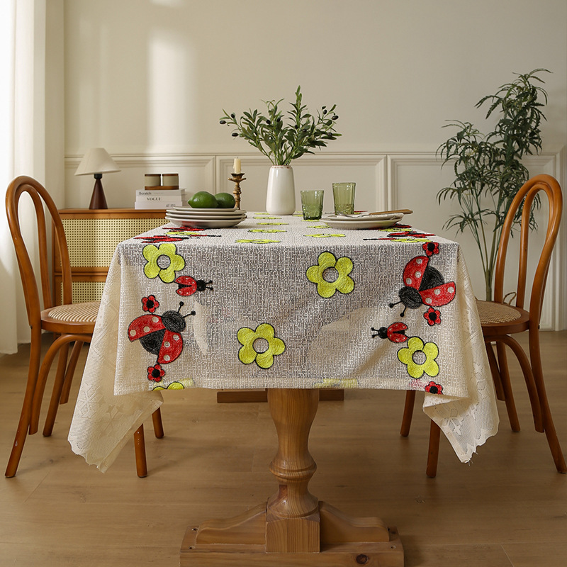 Waterproof and oil-proof rectangular waterproof desk mat, rectangular placemat, cotton and linen tablecloth, coffee table mat RU2E01