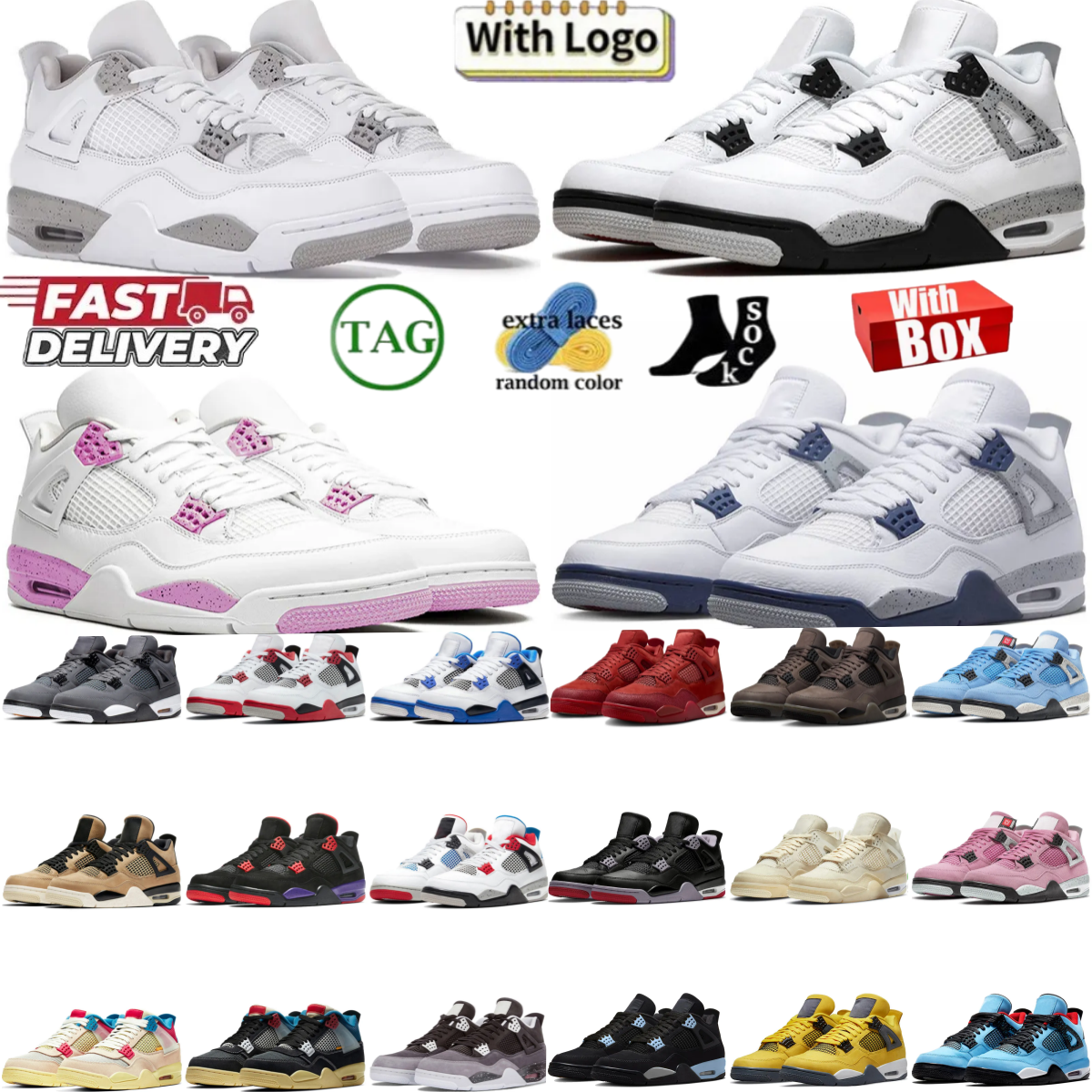 Free Shipping nikejordan 4 designer basketball shoes mens sneakers Military Black Cat Cement Grey Red Thunder chaussure chaussures womens nikedunks trainers S