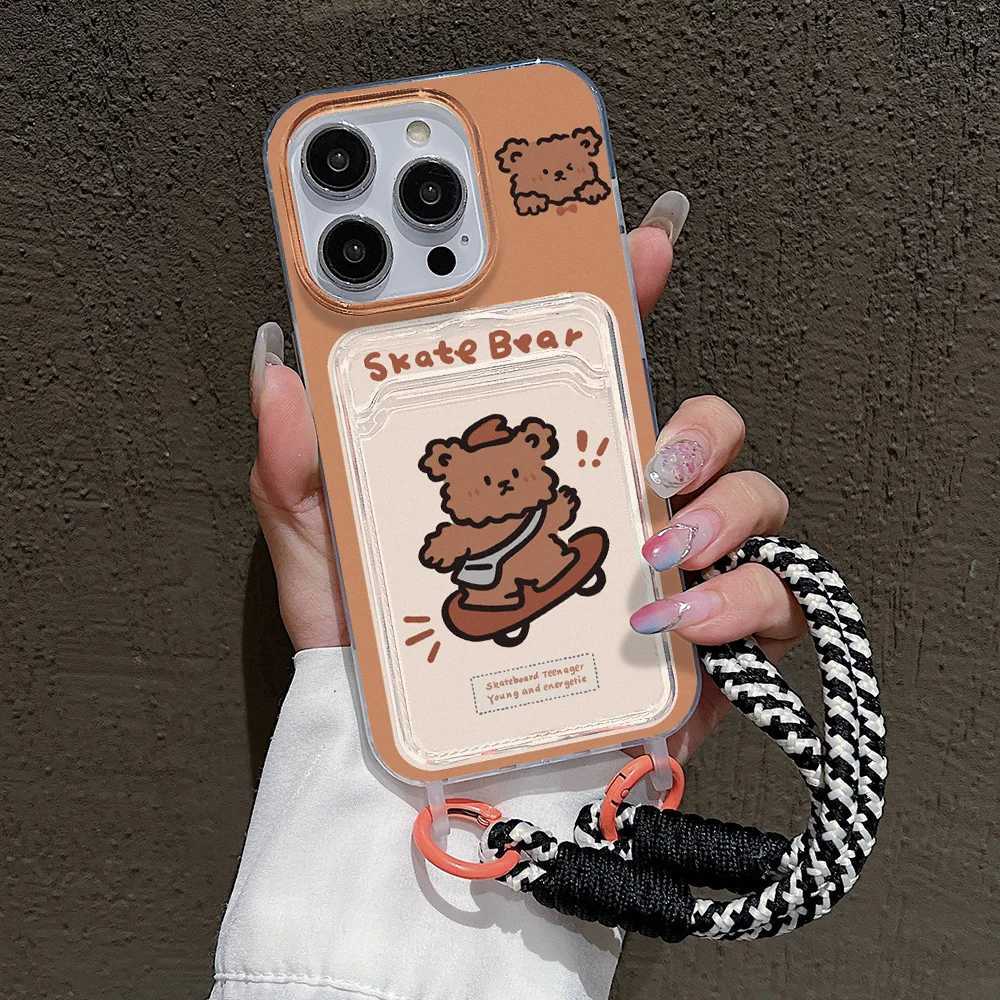 Cute Cartoon Phone Case For iPhone 11 Case iPhone 16 15 13 12 14 Pro Max 7 8 Plus XR X XS SE 2 3 Wrist Chain Soft Card Bag Cover J251202