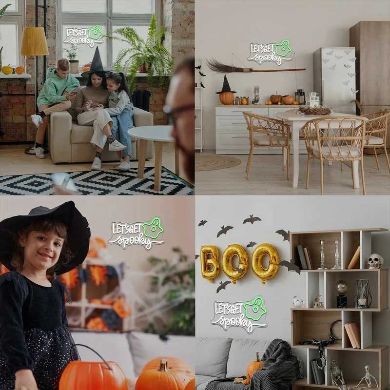 Lets Get Spooky Neon Sign 5V Led Lights Halloween Party Light Up Signs Game Bedroom Home Bar Club Decoration Lamp H251201