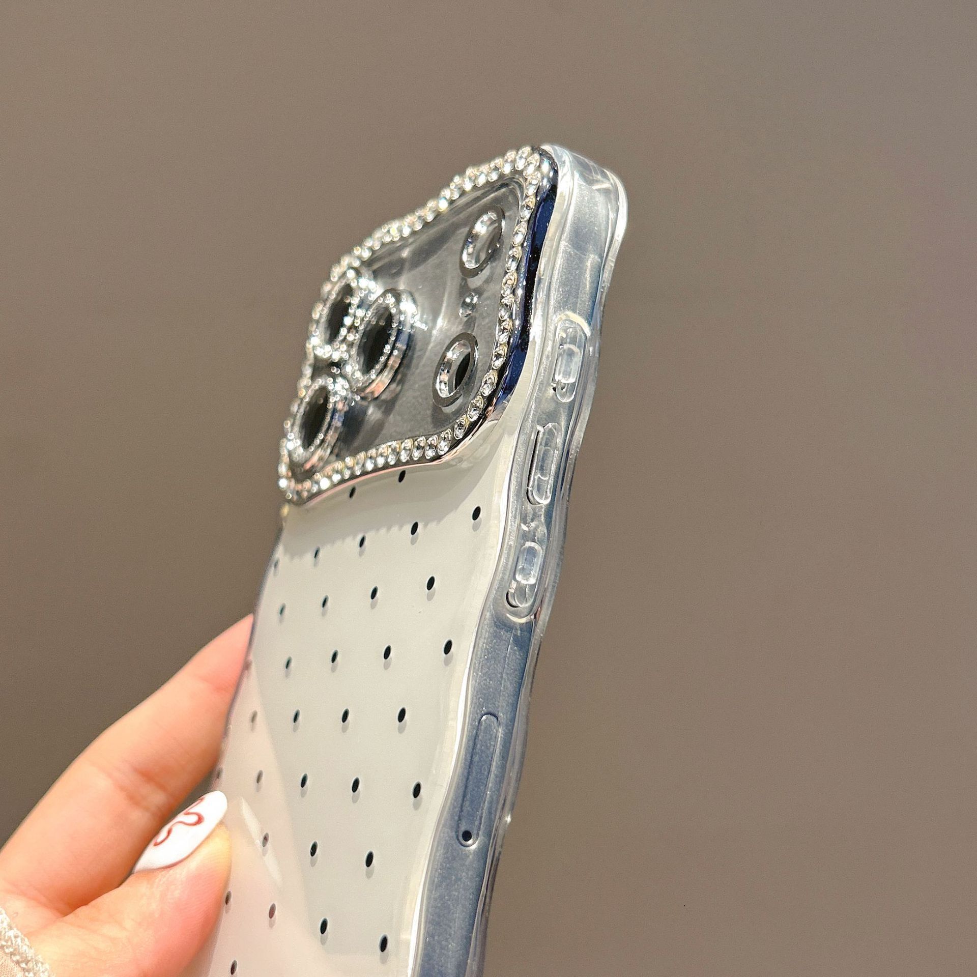 Twisted Edge Polka Dot Phone Case iPhone 17 Pro Max Compatible with Apple 16/15 Pro Diamond Lens Hard Protective Case