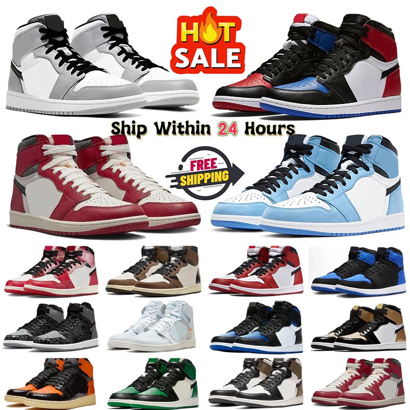 Mens 1 high basketball shoes womens designer shoes Palomino lucky green reverse laney lost and found space jam patent bred royal sports sneakers outdoor trainers