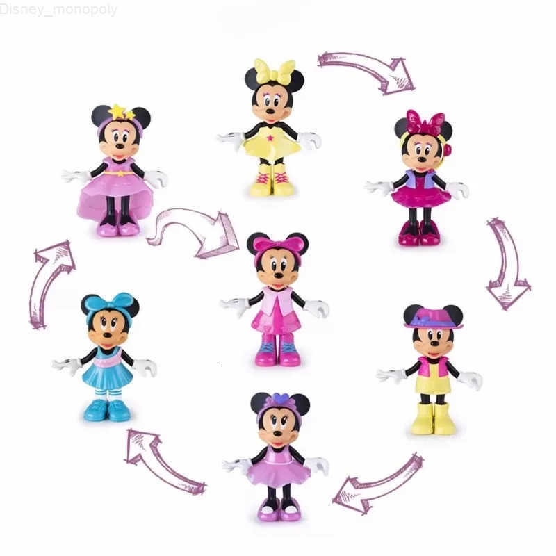Disney Cartoon Anime Minnie Mouse Shapeshifting Dressing Model Toy Action Figures Collection Ornaments Decoration Children Gifts H251202