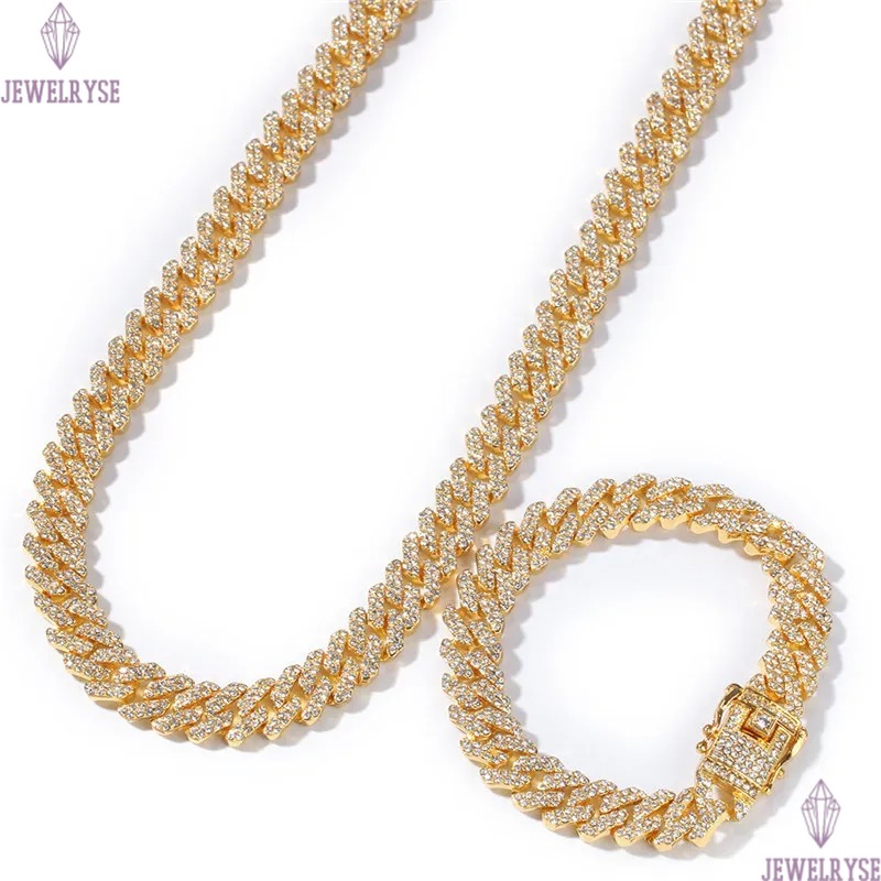 Hip Hop Diamond Iced Out Chains Necklaces Bracelets Jewelry Austrian Rhinestone Cuba Link For Men Unisex Party Gold Silver Chain Necklaces Choker Gift