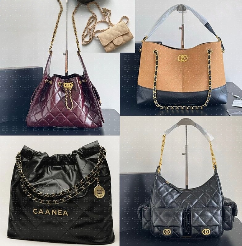 10A NEW 25 bag luxury Classic Flap high quality 22 25 caviar women designer bag sheepskin diamond grid chain capacity bucket bag hand-held single shoulder