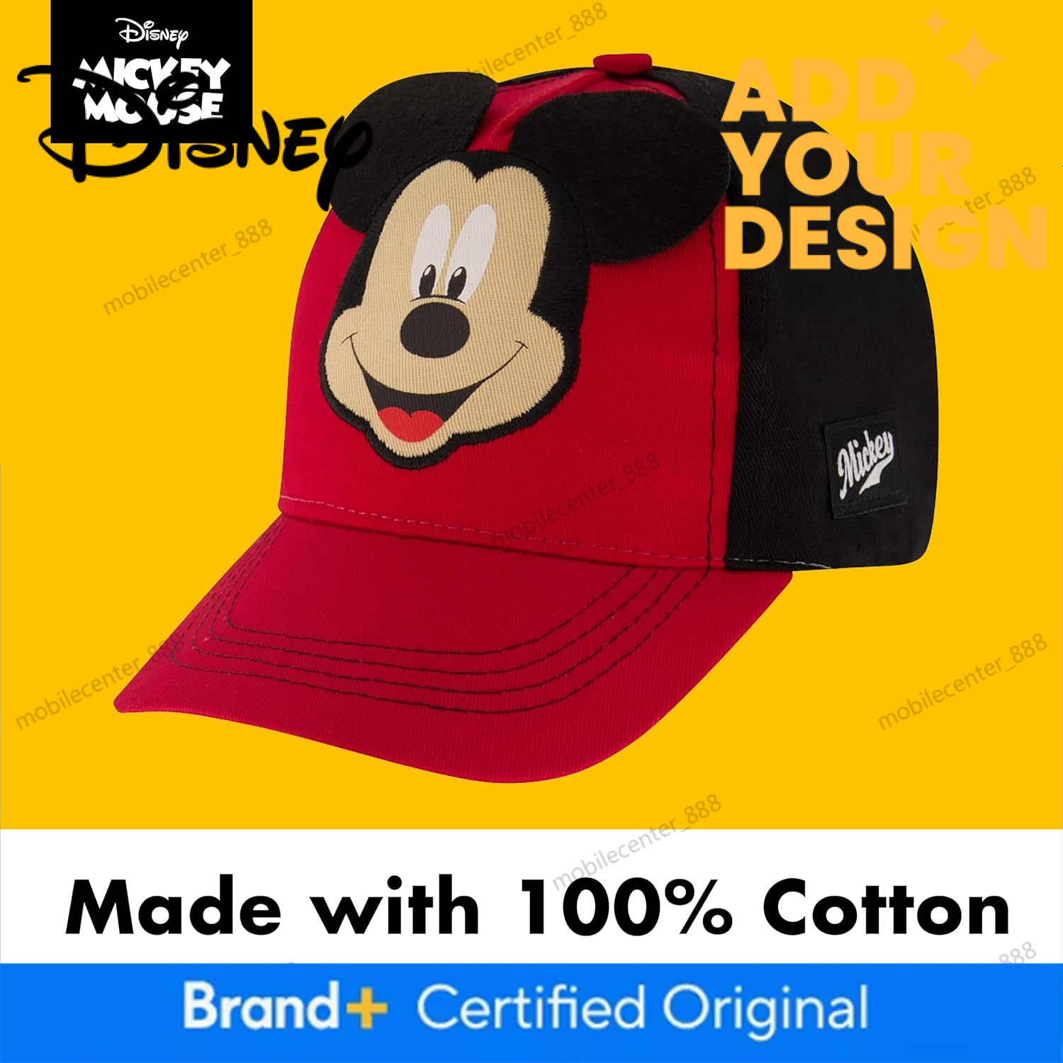 Disney custom Mickey Mouse Baseball Cap, Mickey Mouse Adjustable Toddler 2-4 Or Boy Hats for Kids Ages 4-7