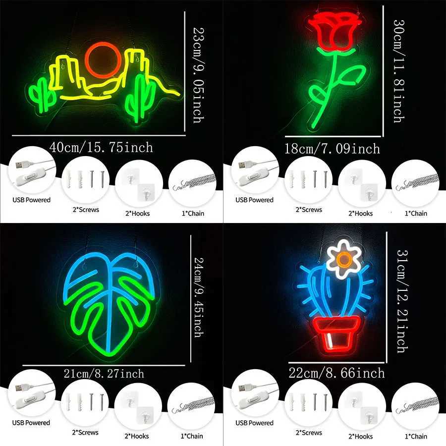 Plant Series Led Neon Signs Wall Art Wall Lamps Usb Powered Used For Decor In Homes Flower Shops Bars Parties And Clubs H251201