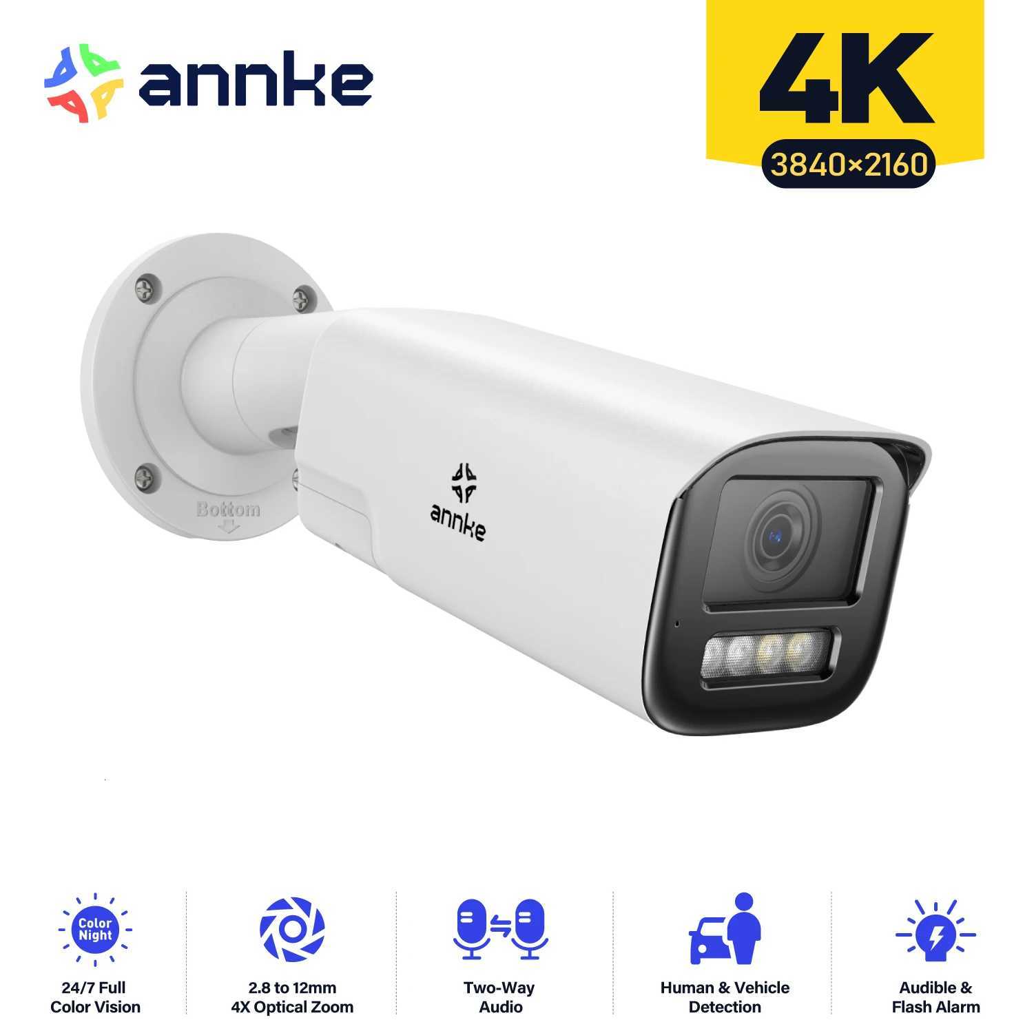 ANNKE 4K Smart Dual Light Varifocal Blet Network Camera 4X ZO Two-way Au IP67 Human Vehicle Detection 8MP Smart He Cam C251202