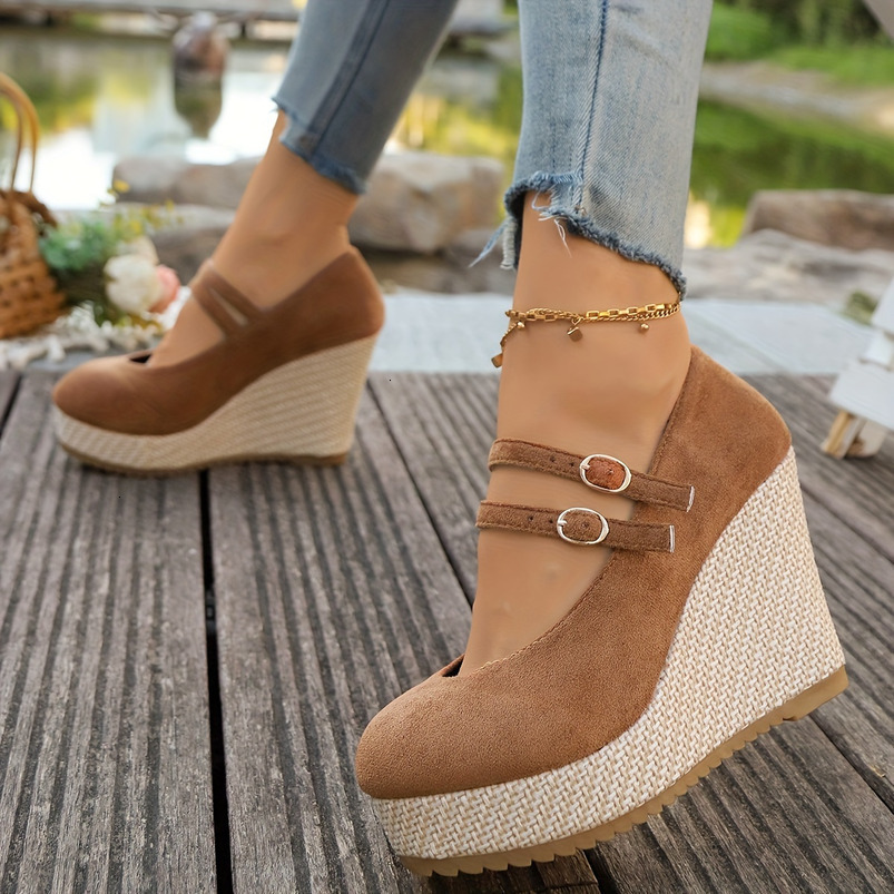 2025 New Women's Fashion Suede Buckle Strap Flats