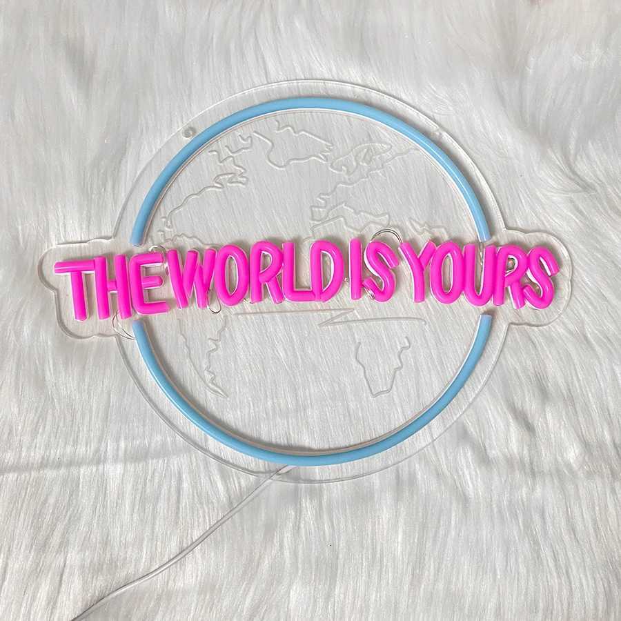 The World Is Yours Led Neon Sign Earth-Shaped Sign 3D Sculpture Used For Bedroom Club And Game Room Decor Powered By Usb H251201