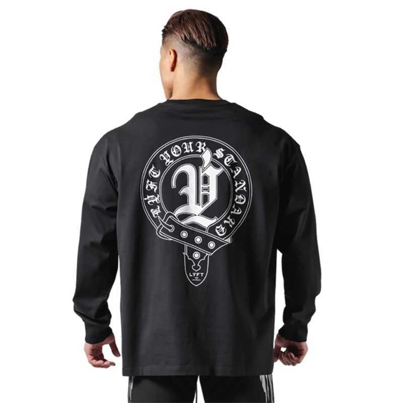 LYFT New Men Running Loose Sports T-shirt Cotton Long Sleeved T-shirt Male Brand Gym Shirt Slim Fitness Tees Training Tops J251203