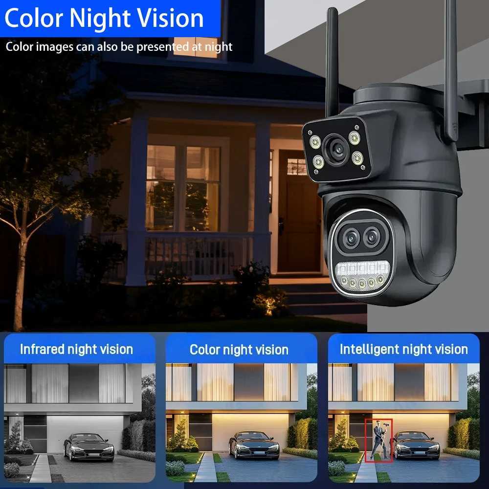8X Zo 12MP 6K ICsee PTZ Camera Three-Lens Dual Sn CCTV Camera Smart He Outdoor Auto Tracking Wifi Surveillance IP Camera C251202