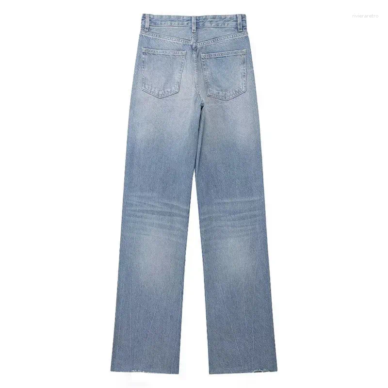 Women's Jeans Denim Pants For Women High Waist Wide Leg Fashionable Versatile Classic With Worn Decoration Origin China Z260313