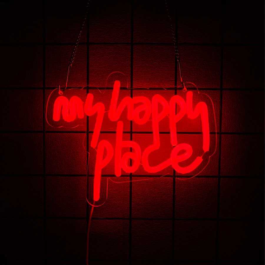 My Happy Place Series Neon Signs Led Letter Icons Usb Powered Used For Room Bar Club Game Room Party And Wedding Decor H251201