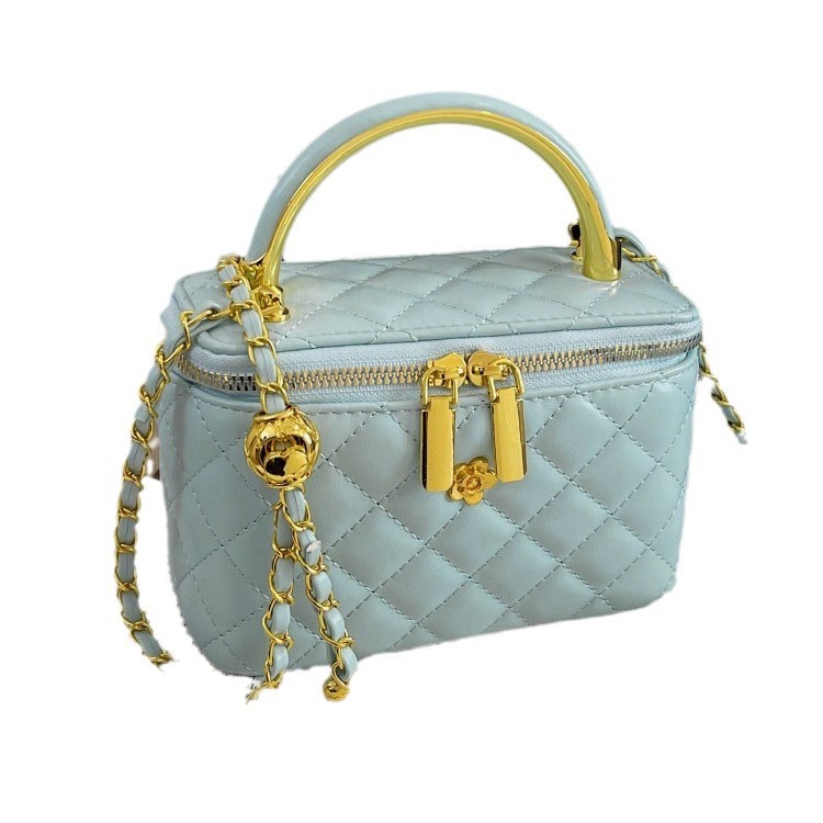 Free Shipping Luxury Bag Women's Trendy Quilted Chain-Handled Box Bag with Minimalist Design Versatile Crossbody & Shoulder Bag