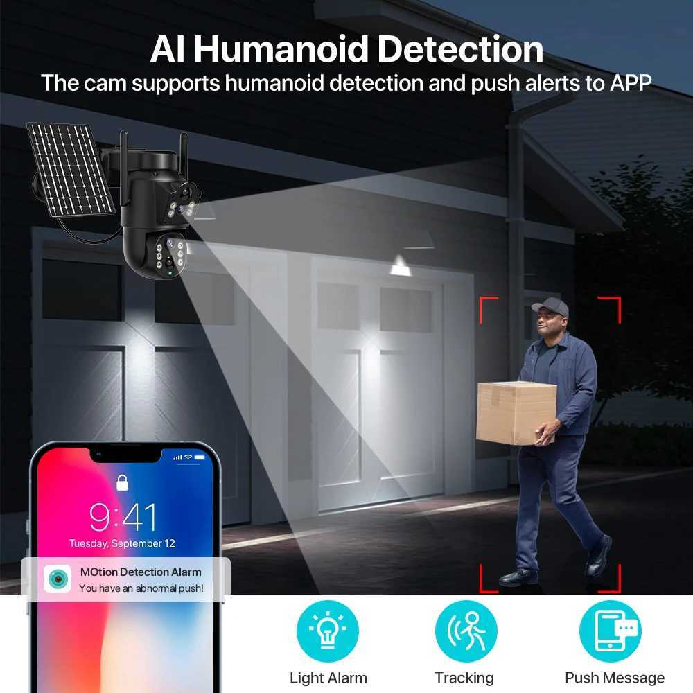 WONSDAR Wireless Solar Camera Outdoor WiFi PTZ Camera Built-in Battery PIR Detection Video Surveillance Long Time Standby iCsee C251202