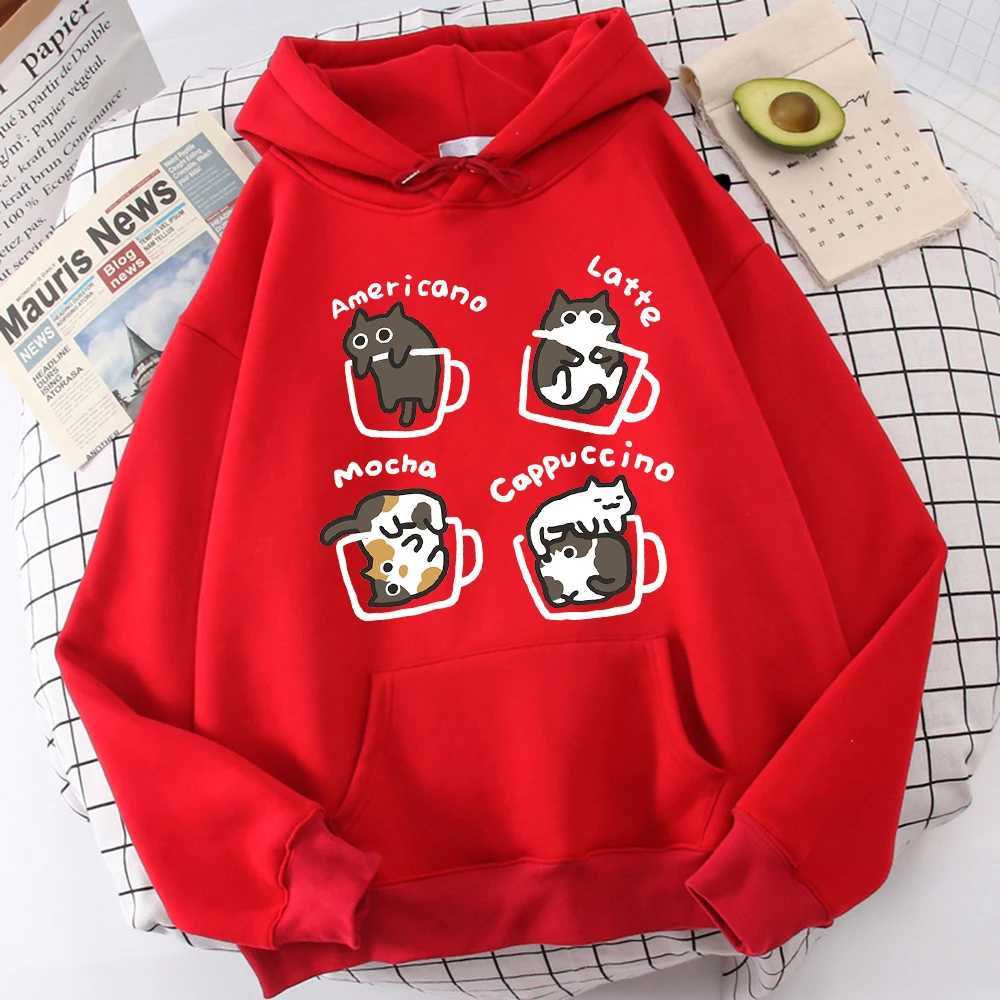Five Little Cats Playing In The Cup Hoodies Male Street Harajuku Sweatshirt Holiday Daily Hoody Fashion Popular Clothing J251203