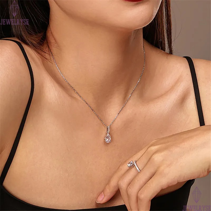 real 925 sterling silver necklace desinger for woman jewelry party luxury pear diamond necklaces 5A zirconia white diamond chokers womens teen girls f