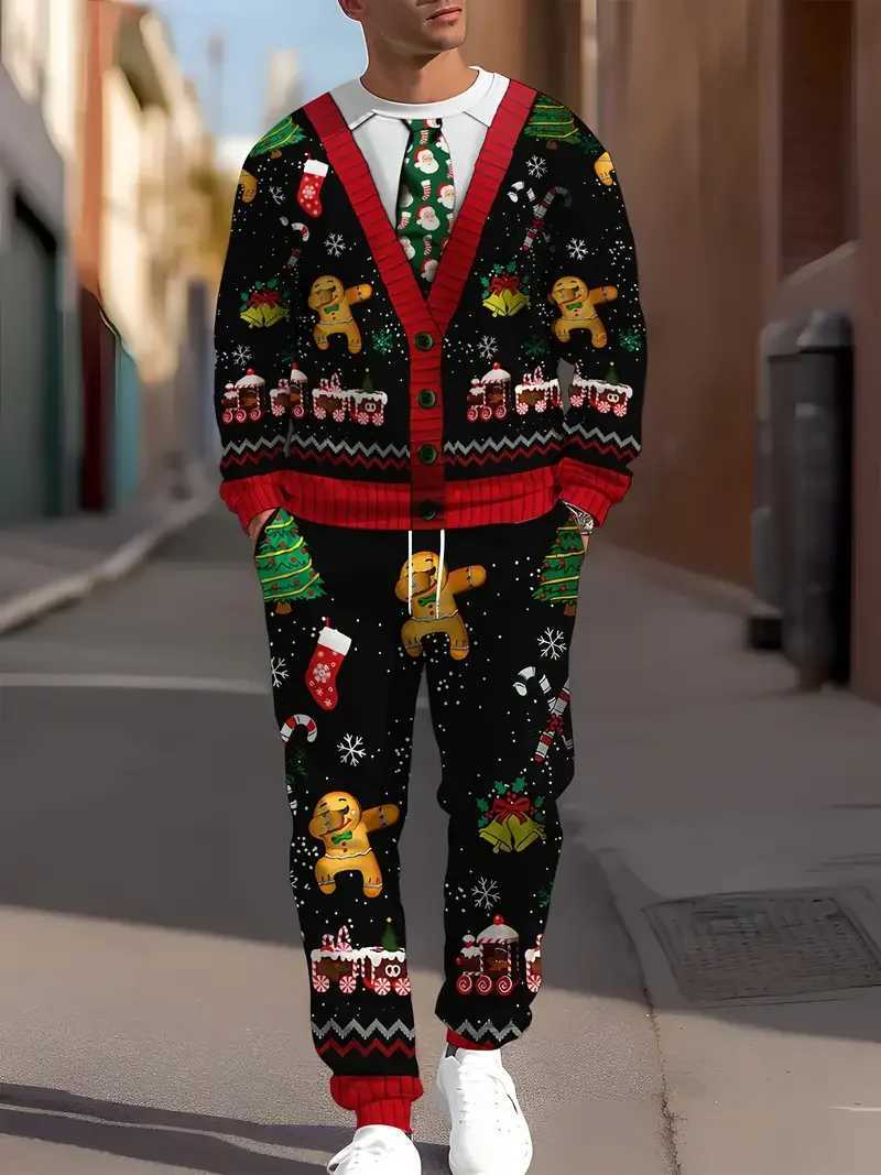 Christmas Clothing Set Spring Autumn Men Women Fashion 3D Printing Suit Casual Sportswear Sweatshirt Jogging Pants 2Pcs Sets W251202
