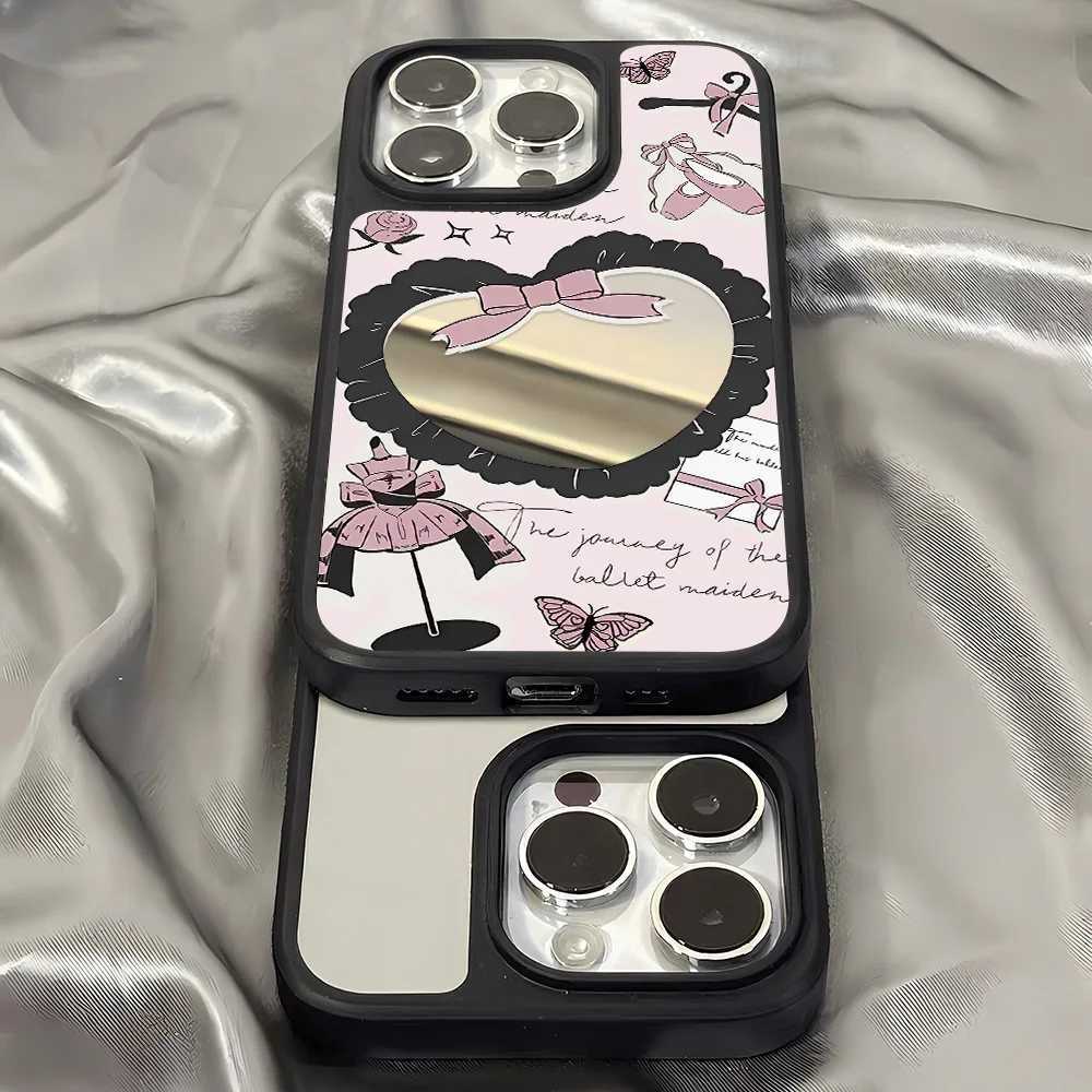 Black Edge Mirror Phone Case For iPhone 11 Case iPhone 16 13 15 17 12 14 Pro Max Soft Silicone Shockproof Cute Cartoon Cover J251202