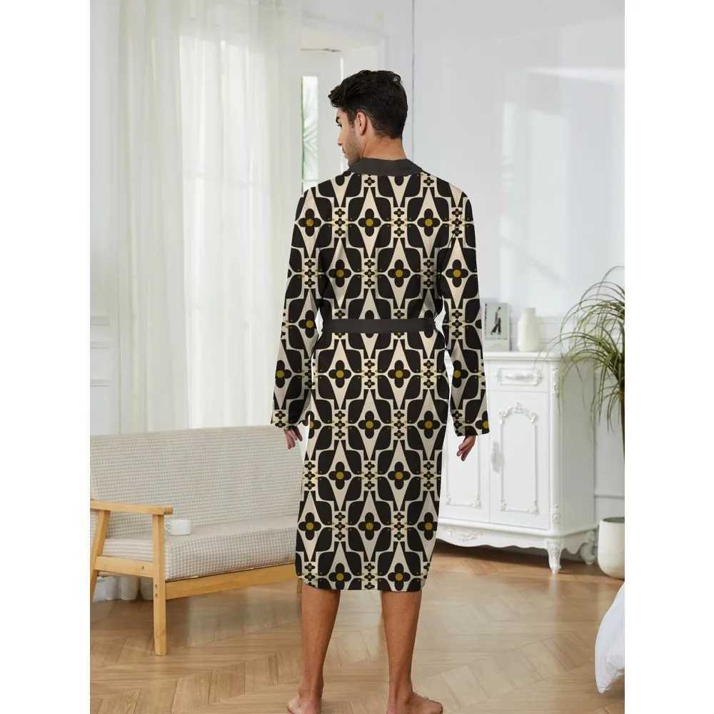 Mens Robe 2025 New 3D Pattern Printed Nightgown Suitable for Family and Skin-friendly Couple Thin Design Light Luxury Nightgown C251202