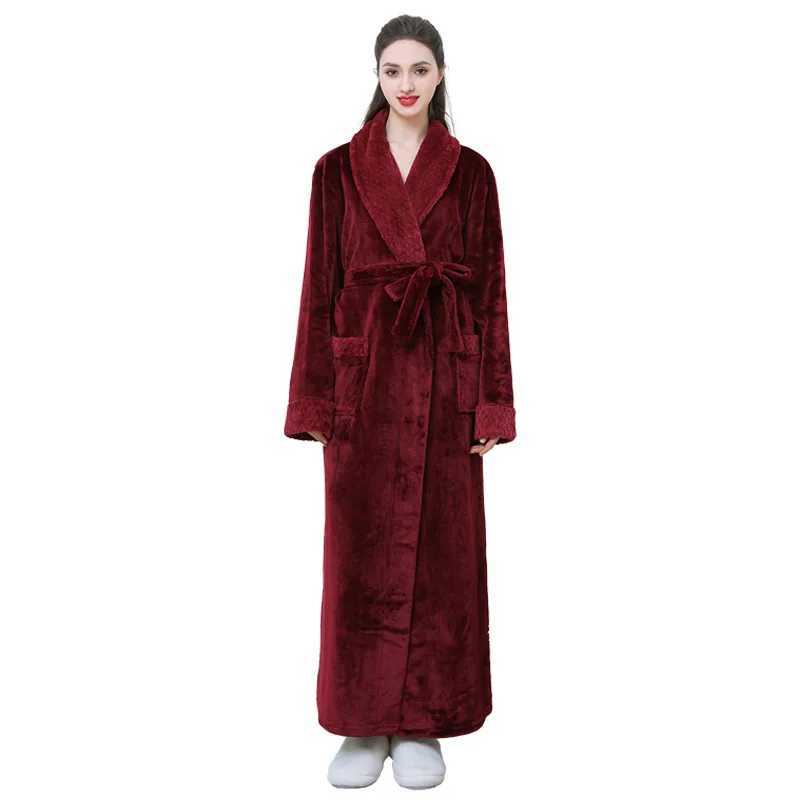 Plus Size 3Xl Couple Sleepwear Thick Flannel Robe Long Kimono Bathrobe Gown Winter Warm Coral Fleece Home Clothes Loungewear C251202