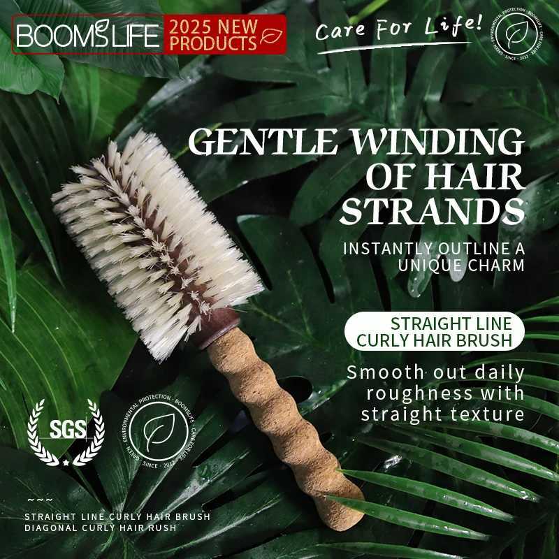 Personali Name Boar Bristle Roller Hair B Cork handle Wen Round Rolling B Barrel Curling Straight Twill Hair Cb C251202