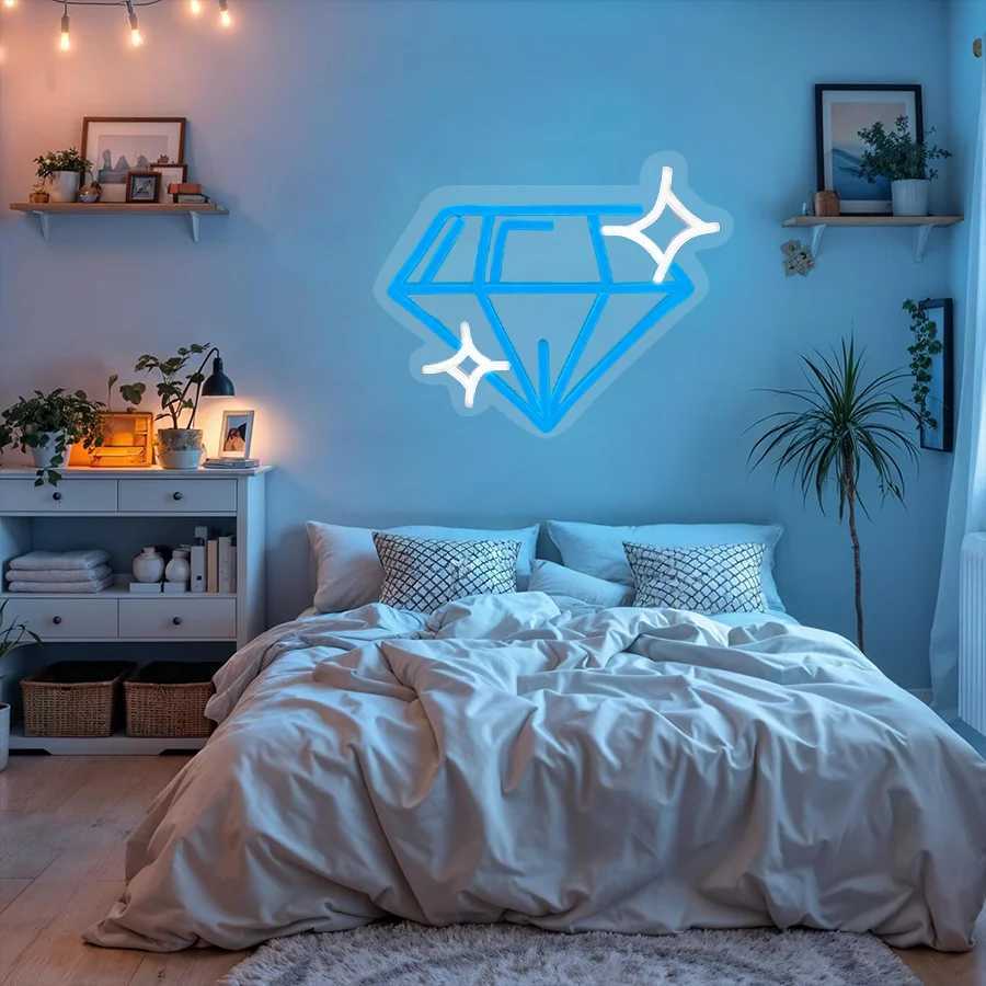 Diamond Led Neon Sign Used For Wall Decor Usb Powered Bedroom Home Wedding Club Party Decor Office Art Wall Lamp H251201