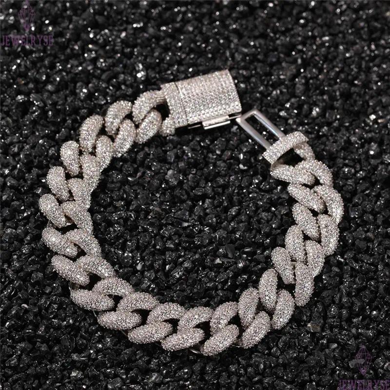 rap hip hop jewelry 14mm 3D cuban link chain gold necklace designer silver mens necklace bracelet woman Copper AAA Zirconia Diamond Iced Out Chains Ch