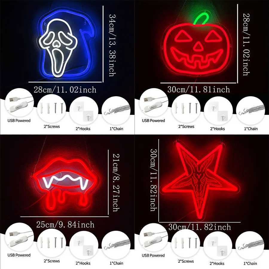 Ghosted House Series Led Neon Sign Gothic Wall Art Decor Used For Room Bar Man Cave Haunted House Halloween Art Wall Lamp H251201