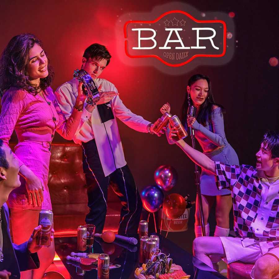 Bar Neon Sign 3D Carved Icon Bar Door Decor Usb Powered Used For Family Gatherings Holiday Parties Beer Bar Wall Lights H251201