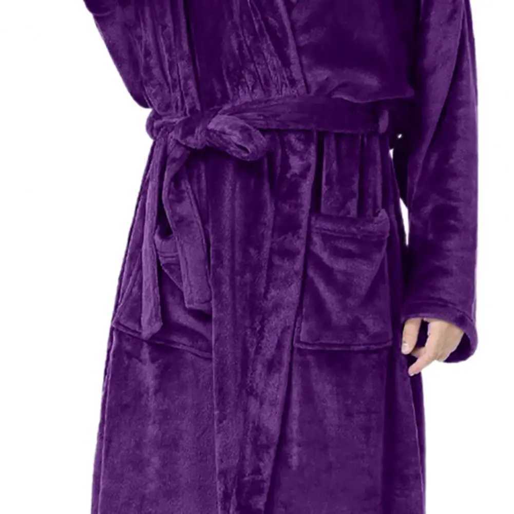 Autumn Winter Lounge Mens Sleep Robe Plush Hooded Bathrobe Underwear Minimalistic Sleep Men Robe Nightgown C251202