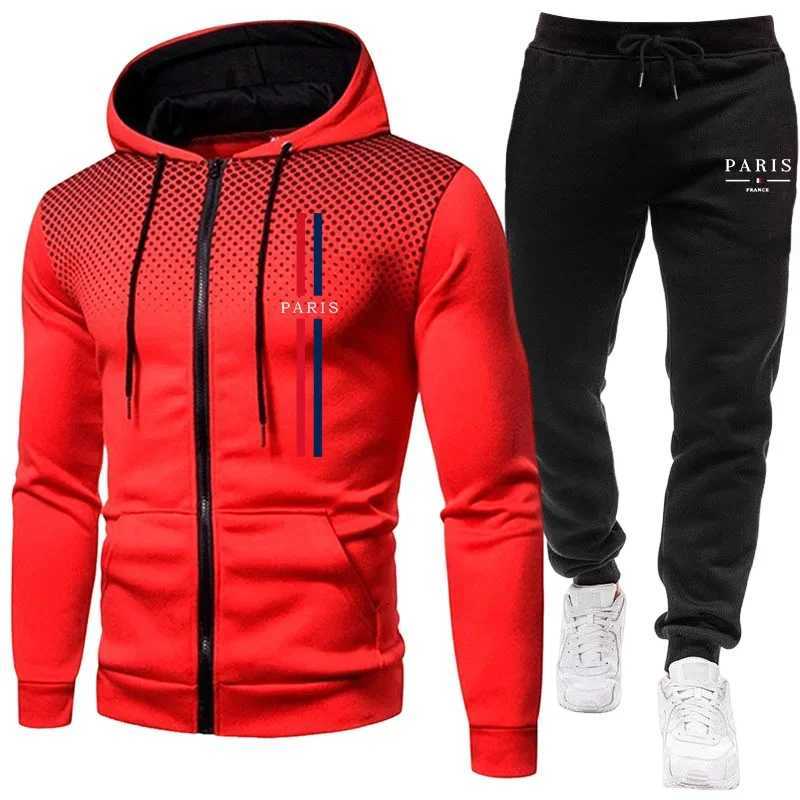 Mens Sports Set Zipper Hoodie Pants 2piece Set Autumn Winter Daily Casual Training Jogging Suit Male Outdoor Fashion Outfits W251202