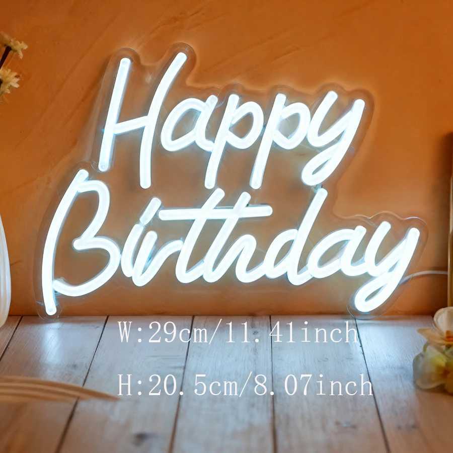 Happy Birthday Neon Sign for Wall Decor USB Powered LED Neon Sign with Switch Ideal for All Ages Home Party Decor H251201