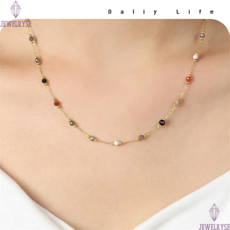 natural stone stainless steel 18k gold chain necklace designer for woman party home luxury necklaces school choker women jewelry travel birthday frien